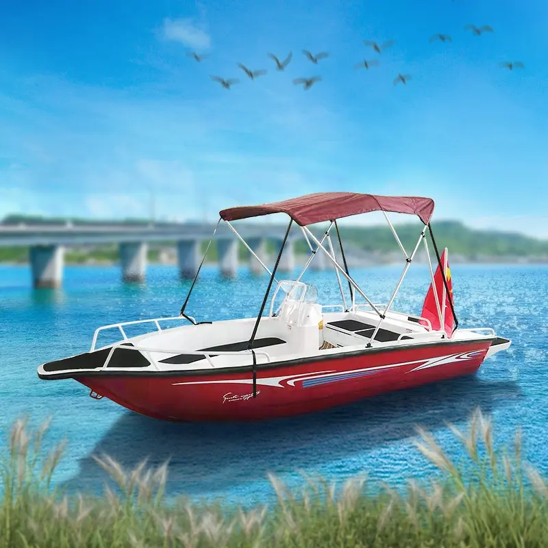 Nuovo Design 420 Red Leisure Small Speed Boat con motore fuoribordo 4.2m Luxury Yacht 14ft pesca barche in alluminio