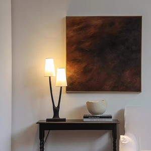Double <b>Branch</b> Table Lamp Wabi Sabi Style Wrought Iron Retro LED <b>Lighting</b> For Living Room Bedroom E26 220V Switch Control - Product Image 1