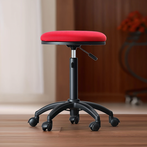 Fami Swivel <b>Stool</b> <b>Padded</b> Seat Fabric Red Dim 600x600x480 680 Mm - Product Image 3