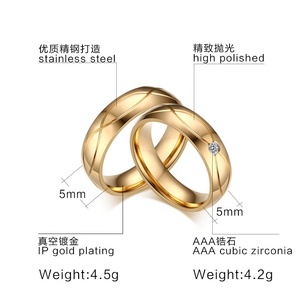 사우디 아라비아 커플 골드 도금 보석 세트 결혼 반지 남성 여성 - Product Image 2