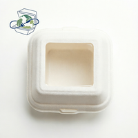 Boîte à hamburger carrée biodégradable robuste et durable avec fenêtre transparente pour la vente à emporter de la restauration rapide