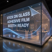 Film LED transparent adhésif pour vitrine de stand d'exposition, affichage publicitaire sur mur de verre