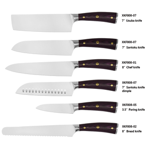 Coltello da Chef Uae Gold Chef 8In custodia 8 in Set coltelli Nsf gancio grigio lungo 440C 2020 sottile <span class=keywords><strong>Deba</strong></span> M390 7 pezzi legno di mucca pietra bianca del Giappone - Product Image 1