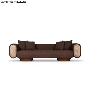 Divano componibile in tessuto bianco crema ricurvo di lusso <span class=keywords><strong>elegante</strong></span> <span class=keywords><strong>contemporaneo</strong></span> con Base in legno per Villa casa soggiorno - Product Image 4