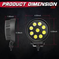 Luz LED Redonda de 4.5 Pulgadas con Haz de Luz Concentrado, Diseño Blackout, 27W, Barra de Luz LED para Conducción Todoterreno para Camiones