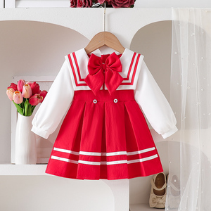 Nuova Tendenza 2026: Vestitino Rosso con Fiocco per Neonata 0-3 <span class=keywords><strong>Mesi</strong></span>, Abbigliamento Primaverile per Bambina - Product Image 1