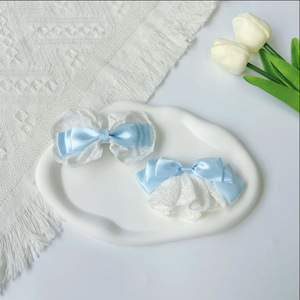 Pinza de pelo francesa con volantes de encaje, linda horquilla con lazo, pinza de pelo tipo pico de pato, nuevo accesorio para el cabello de mujer. - Product Image 4