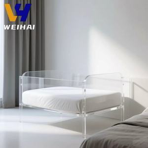 Cũi trẻ em Acrylic cao cấp với bánh xe 360 °-Nôi trong suốt hiện đại, chiều cao có thể điều chỉnh & lưới thoáng khí - Product Image 1