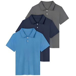 Men's Short Sleeve Knitted <b>Polo</b> <b>Shirt</b> Solid Color Casual Style Regular Fit <b>Blue</b> Navy Gray - Product Image 1