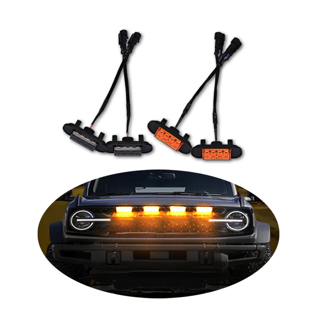 LED Raptor-style Grille Light Amber Red Blue LED Grill Mount Assemblies Front Grille Running Lights for Off Road Trunk SUV Ford