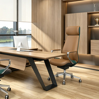 Chaise de bureau de direction en cuir PU bicolore avec accoudoirs en aluminium et verrouillage d'inclinaison, chaise de direction à dossier haut