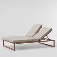 Tumbona doble moderna con marco de aluminio, tumbona negra para Patio, jardín, piscina, tumbona impermeable, resistente a los rayos UV para exteriores