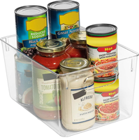 Lot de 8 paniers de rangement en plastique transparent pour garde-manger, rangement des aliments, organisateur de salle de garage empilable