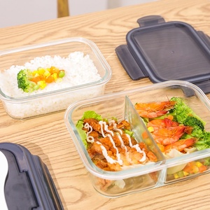 Storage KOBACH Microwavable Food Storage Container Transparent Bento Box Borosilicate Glass Lunch Box Set