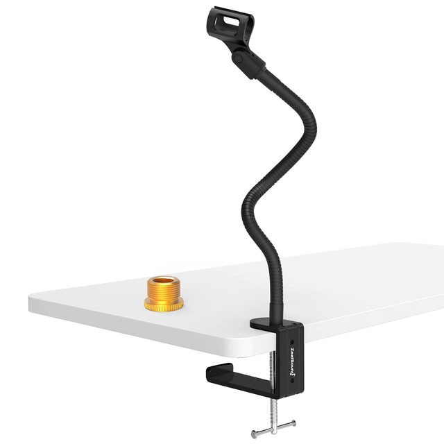 Desktop Mic Stand Flexible Gooseneck Universal 3/8\" 5/8\" Screw Adapter Compatible Microphones Accessory