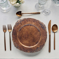 Assiette de présentation en plastique PP de 13 pouces, sans BPA, durable, de luxe, peinte à la main, couleur personnalisée, pour hôtels et restaurants – Meilleures ventes