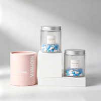 Bouteille en verre dégradé givré de 250 ml de qualité alimentaire avec bouchon hermétique en PP, boîte en papier personnalisée, pot en verre pour poudre végétale ou capsules