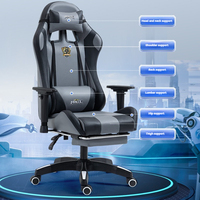 Fauteuil Gaming Ergonomique et Réglable avec Repose-Pieds, Dossier Haut, Logo Personnalisé, Fauteuil de Bureau de Course