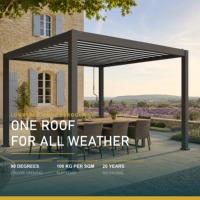 Pergola à toit à lamelles motorisées en aluminium, gazebo à lames orientables, imperméable, toit à lamelles réglables, patio, terrasse, cour, jardin, protection solaire