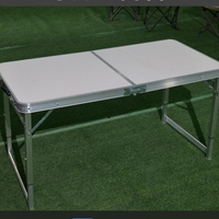 Table de camping pliable FANYUE 120*60*53cm blanche, en alliage d'aluminium et MDF, portable, durable, réglable et pliable pour le rangement