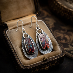 Orecchini pendenti colorati da donna, stile etnico vintage, accessori per l'uso quotidiano - Product Image 4