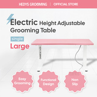 Table de toilettage pour animaux de compagnie HEDYS GROOMING, réglable en hauteur, grande taille, en contreplaqué et acier, système de levage fluide, surface antidérapante, 41,13 kg, pour chiens