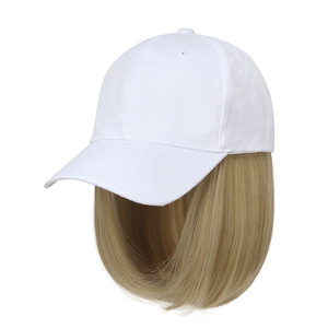 Casquette de baseball avec perruque intégrée, coiffure bob désordonnée, casquette à cheveux courts Bobo - Product Image 2