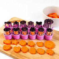 Set pemotong kue baja tahan karat 12 buah, Multifungsi dengan desain wajah kupu-kupu untuk memotong bentuk sayuran buah dapur