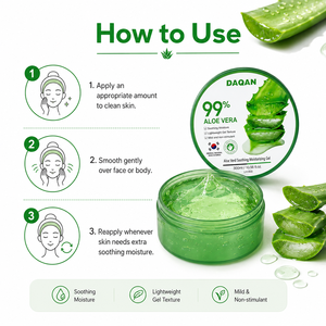 DAQAN Gel de <span class=keywords><strong>Aloe</strong></span> <span class=keywords><strong>Vera</strong></span> 99% 300 mL, Hidratante Ligero No Grasoso para Rostro y Cuerpo, para Después del Sol y Cuidado de la Piel Seca - Product Image 3