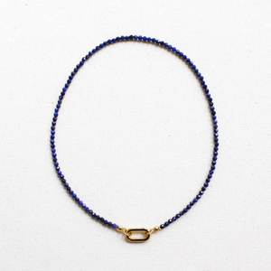 Collier ras du cou minimaliste pour femme en pierres précieuses perlées, collier superposé en <span class=keywords><strong>lapis</strong></span>-<span class=keywords><strong>lazuli</strong></span> bleu de 3 mm <span class=keywords><strong>avec</strong></span> fermoir mousqueton - Product Image 1