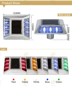 Sécurité routière IP68 étanche LED œil de chat avec réflecteur carré surélevé marqueur de chaussée goujon de route à énergie solaire - Product Image 6