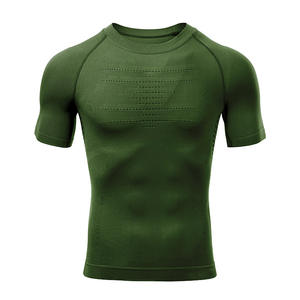 Abbigliamento sportivo professionale ad alta elasticità con velocità di assorbimento dell'umidità a secco e senza soluzione di continuità a compressione t-shirt fori d'aria modello solido - Product Image 3