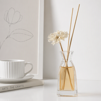 Bouteille diffuseur de parfum en verre gaufré à rayures verticales de 100 ml, transparente, vide, avec logo personnalisé