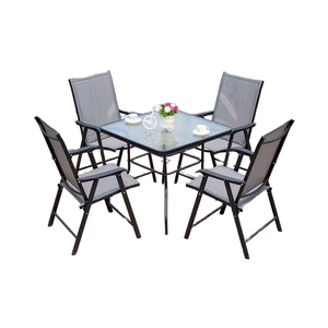 Silla de Exterior Moderna con Respaldo, Silla Plegable de Teslin con Reposabrazos Metálicos para Parques, Hogar u Oficina - Product Image 4