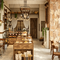 Comptoir en bois massif de luxe personnalisé d'usine / meubles en bois massif / pour la conception intérieure de café