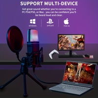 Microfono a Condensatore Professionale Oneleader GAM-ME4-RGB, USB Cablato, Cardioide, con Cancellazione del Rumore e Illuminazione RGB per Registrazioni Desktop