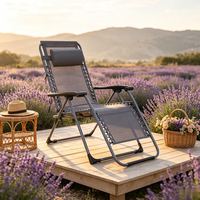 Fauteuil inclinable d'extérieur à gravité zéro avec cadre métallique sur mesure, hauteur réglable, résistant à l'eau et en maille respirante