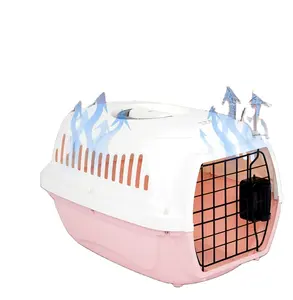 Pet travel 100% recyclable PP plastic light and firm pet cages carriers portable dog carrier