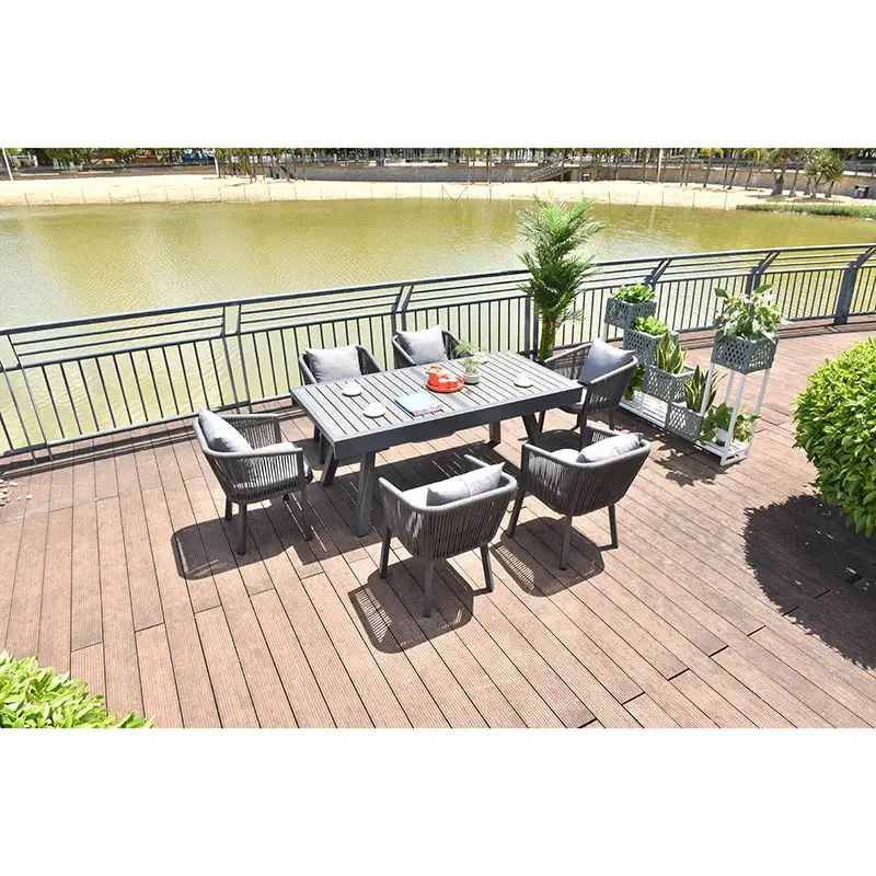 Luxury Design Restaurant Coffee Tables Garden Table Set Rope 6 /8 Seater Dining Table And Chairs