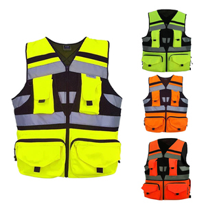 CITICITY Hot Sale Multi Pocket Work Vest <b>Mens</b> Workwear Polyester <b>Reflective</b> <b>Jacket</b> Traffic Safety High Visibility Safety Vest - Product Image 1