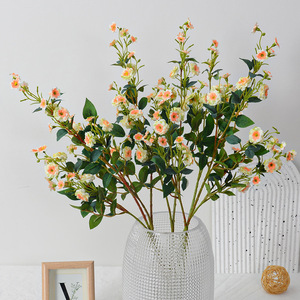 Fleurs artificielles en soie, boutons de roses multi-têtes, couleur orange, pour la décoration de la maison et les mariages - Product Image 2