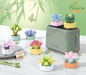 LS hot compatible <span class=keywords><strong>le</strong></span> go Blocs de construction pour enfants Fleurs en pot DIY arrangement de fleurs à petits grains Fleurs séchées Décoration intérieure - Product Image 5