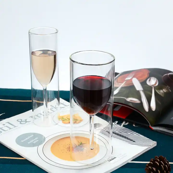 6 Stem Less Wine Glasses Made With Borosilicate Glass