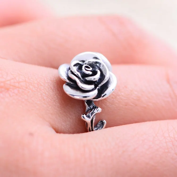 925 sterling silver engagement jewelry rose flower ring and stud earrings for women