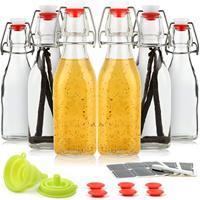 Bouteilles en verre à couvercle basculant pour extraits faits maison, jus de coquito, bouchons hermétiques anti-fuite, joints supplémentaires, diffuseur à bâtonnets