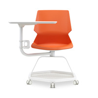 Chaise de conférence moderne pliable pour tablette, idéale pour les étudiants (école/collège), hôpitaux, usage domestique ou bureautique, avec siège pivotant en plastique et espace de rangement pour tablette