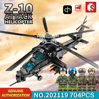 Sembo 202119 Z 10 Hélicoptère Guerre Soldats Série Avion Modèle Briques Jouets Militaires Blocs de Construction Ensembles pour Garçons