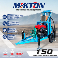 Machine de forage de puits d'eau mobile diesel agricole Mikton 22HP, foreuse montée sur roues, profondeur maximale 180m, équipement d'irrigation agricole