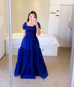 New Fashion Boutique 2025 Summer Solid Natural Waist A-Line Maxi Square <b>Neck</b> Off-shoulder Elegant Sweet Women's Dress - Product Image 6