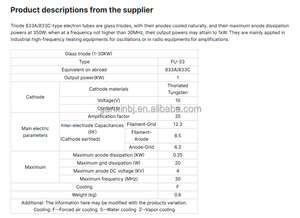 진공 전자관 고주파 발진관 전자관 유리 3 극관 833A/FU-33 - Product Image 6